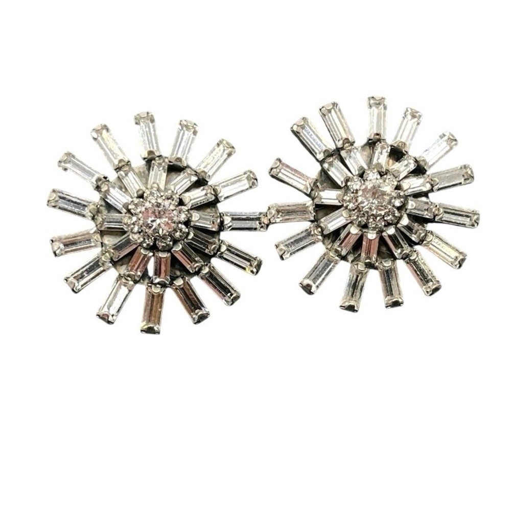 Dannijo Hollywood Swarovski Crystal Baguette Snowflake Oxidized Garbo Earring